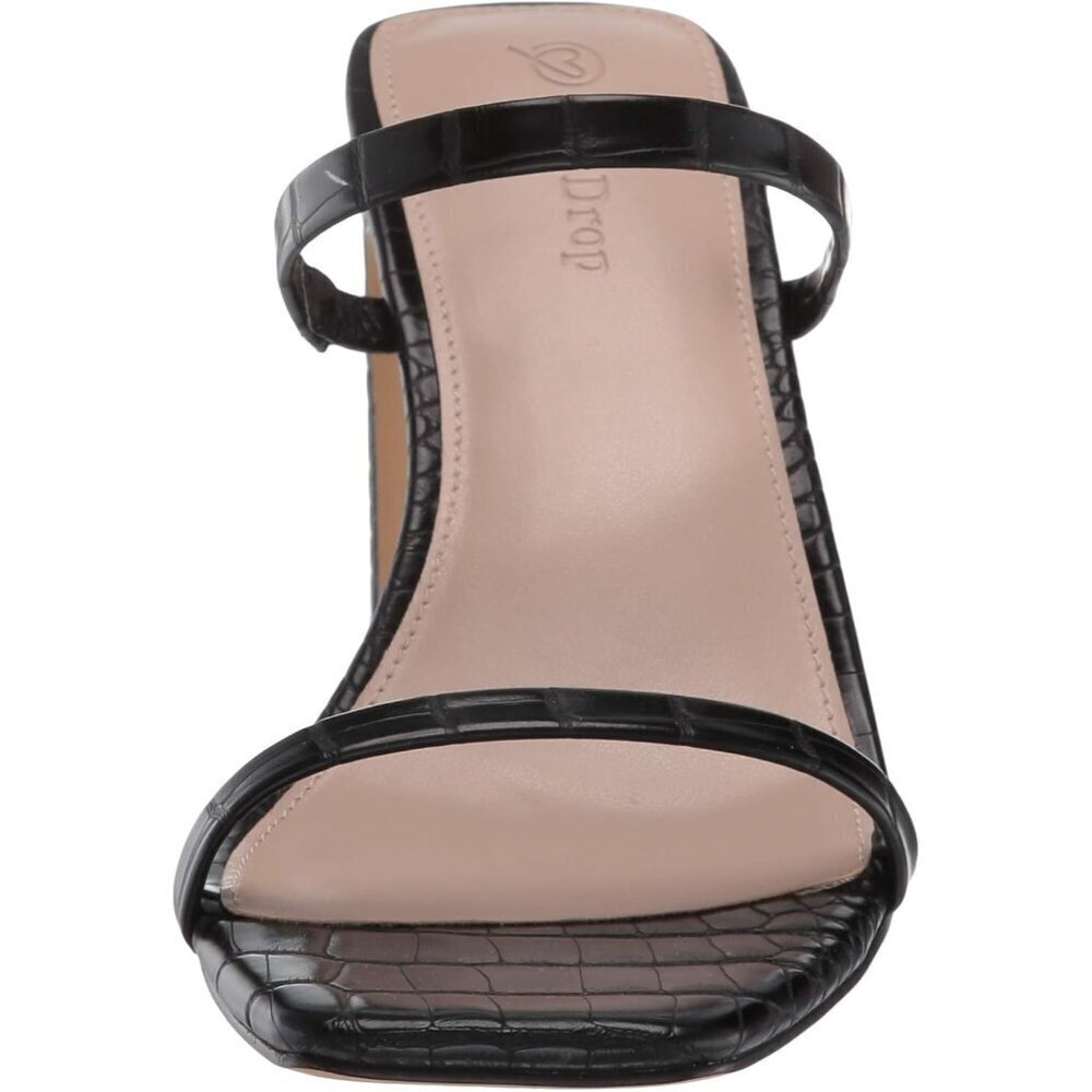 🆕Women’s Black Avery Square Toe Two Strap High Heeled Sandal Polyurethane - Picture 2 of 8